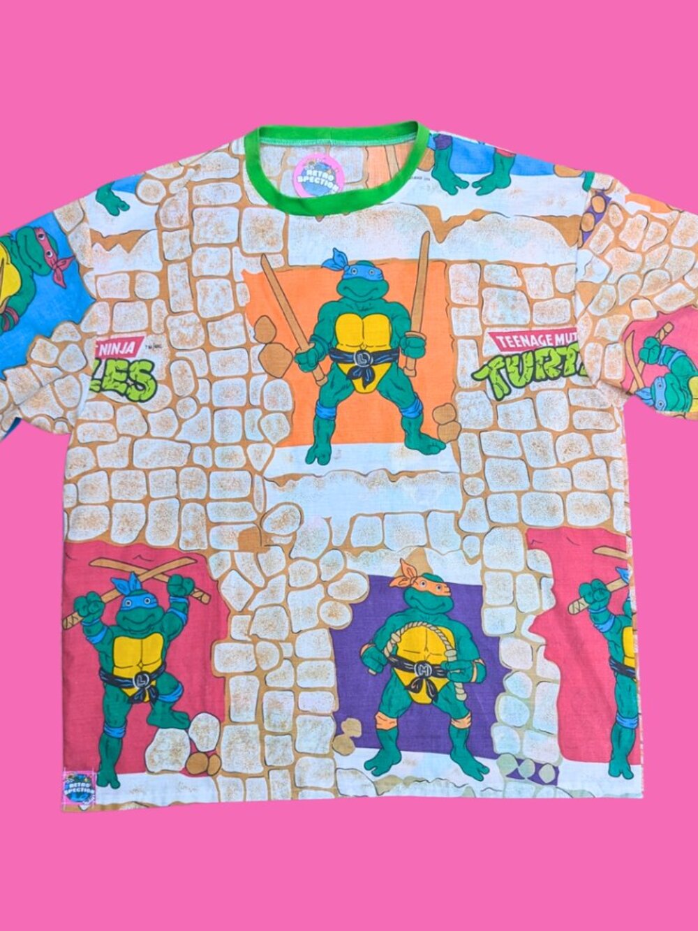 Handmade, Upcycled Teenage Mutant Ninja Turtles Bedsheet T-Shirt Oversized XL, F